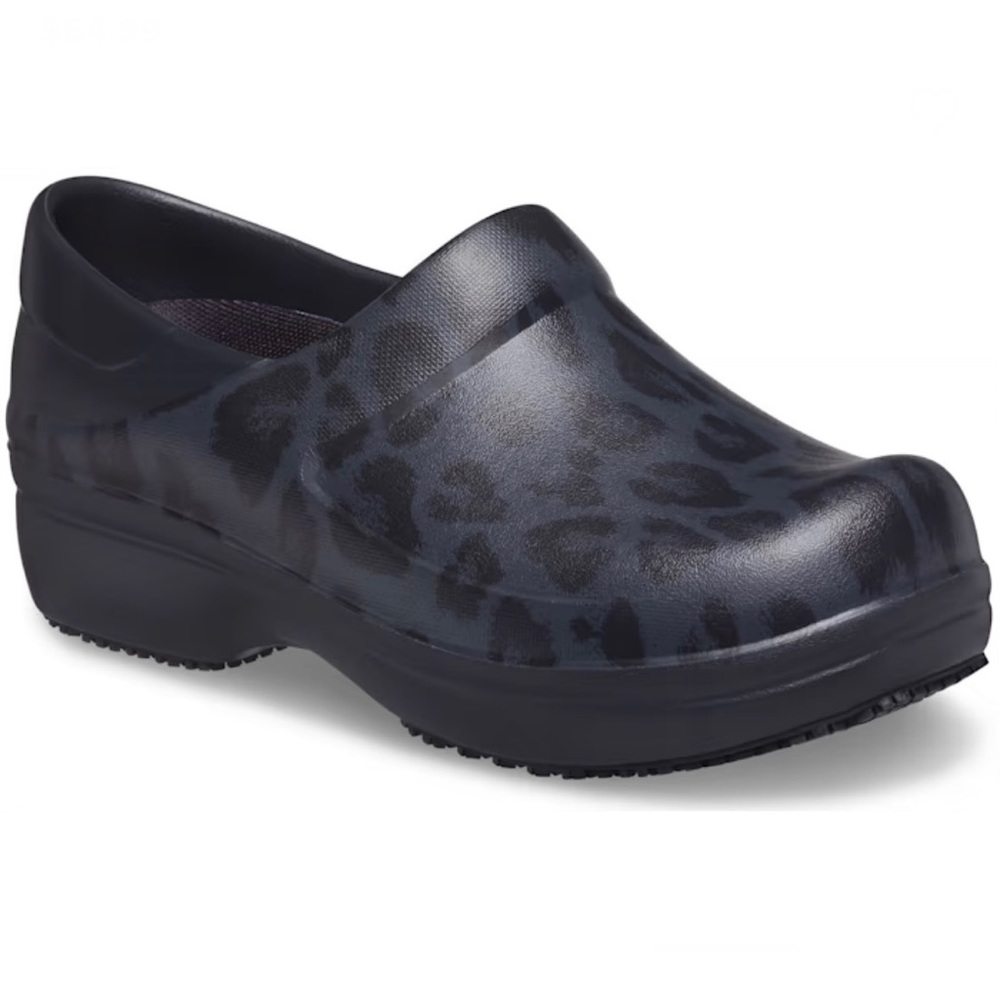 CROCS Women's Navy Black Leopard-Print Clog Mules